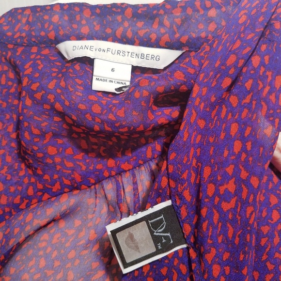 Diane von Furstenberg Gilmore Sheer Silk Blouse 6 - Picture 6 of 7